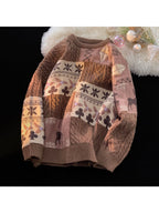 Men's Thick Winter Sweater - Oversized Loose Fit Cable- Jacket with Plaid/Tartan/Leaf Collar, Machine Washable Brown/Beige/White/Black Layered Knitwear for & Young s, Casual Outerwear (No Transparency)