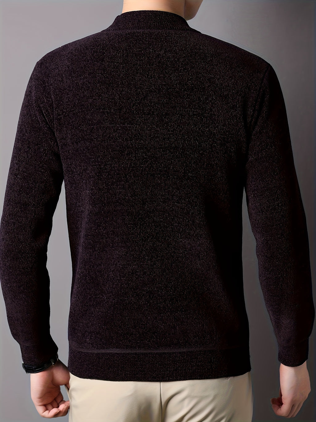 Men'S Autumn and Winter Casual Mid-Length Round Neck Knit Sweater - Semiguo