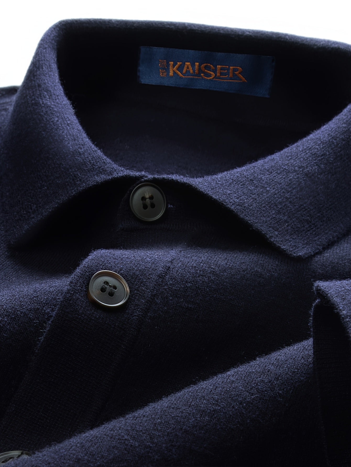 Men's Navy Blue Collar Button-Front Sweater Jacket - Soft Short-Wall Structured Coat for Casual & Formal Wear, Wrinkle-Resistant Layered Blazer (No Belt, Logo Brand Tag)