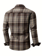 Men's Plaid Long Sleeve Button Up Shirt, Casual Comfy Shirt for Fall Winter