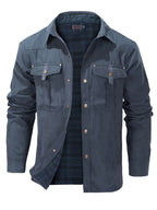 Men'S Fashion Casual Solid Color Plaid Cargo Jacket