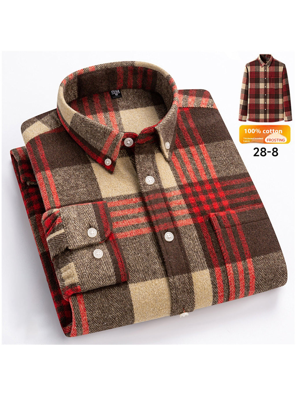 Men's Japanese Retro Plaid Shirt - Brushed Long Sleeve Collar, Single-Breasted Button Front, Brown/Black/White/Beige Tartan Pattern, Casual & Formal Wear (Spring/Fall) - Regular Fit Classic Tailored Blazer-like Coat