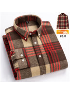 Men's Japanese Retro Plaid Shirt - Brushed Long Sleeve Collar, Single-Breasted Button Front, Brown/Black/White/Beige Tartan Pattern, Casual & Formal Wear (Spring/Fall) - Regular Fit Classic Tailored Blazer-like Coat
