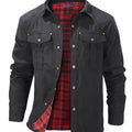 Men'S Fashion Casual Solid Color Plaid Cargo Jacket