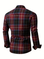Men's Plaid Long Sleeve Button Up Shirt, Casual Comfy Shirt for Fall Winter
