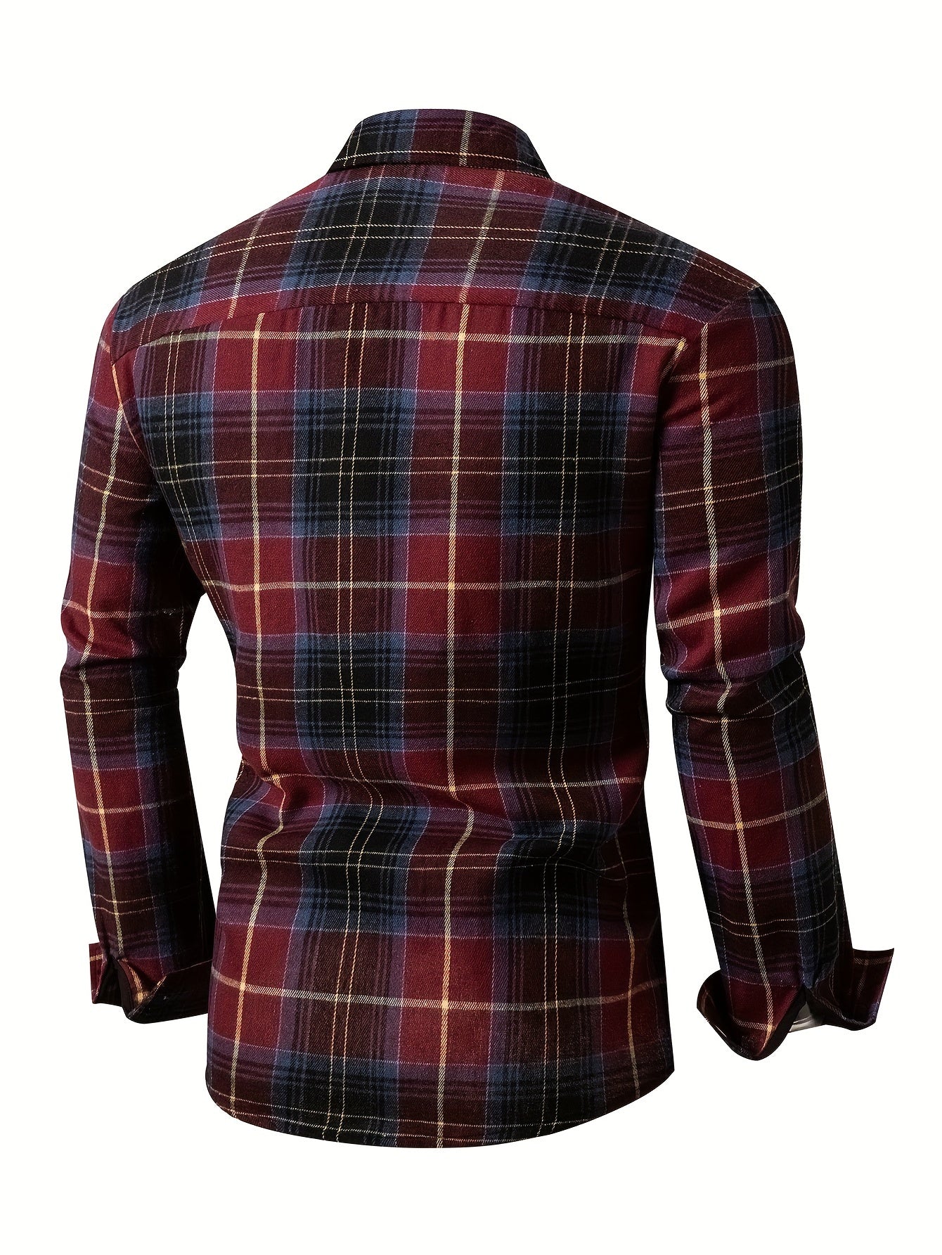 Men's Plaid Long Sleeve Button Up Shirt, Casual Comfy Shirt for Fall Winter