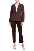 Nanette Lepore Notched Collar One Button Woven Jacket with Mid Waist Straight Ponte Pants